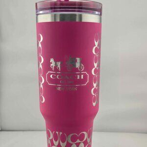coach 40 oz Tumbler Laser Engraved - Pink Stainless Steel